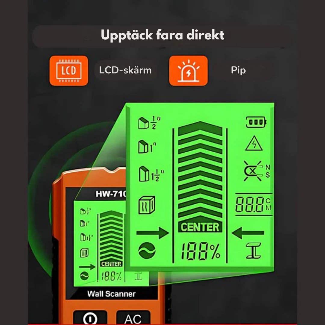 WallScan™ Pro – Multifunktionell detektor för metall, trä & kablar